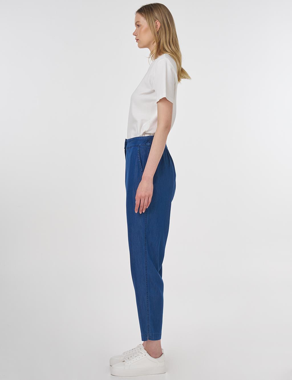 Relaxed Fit Lyocell Pants Navy