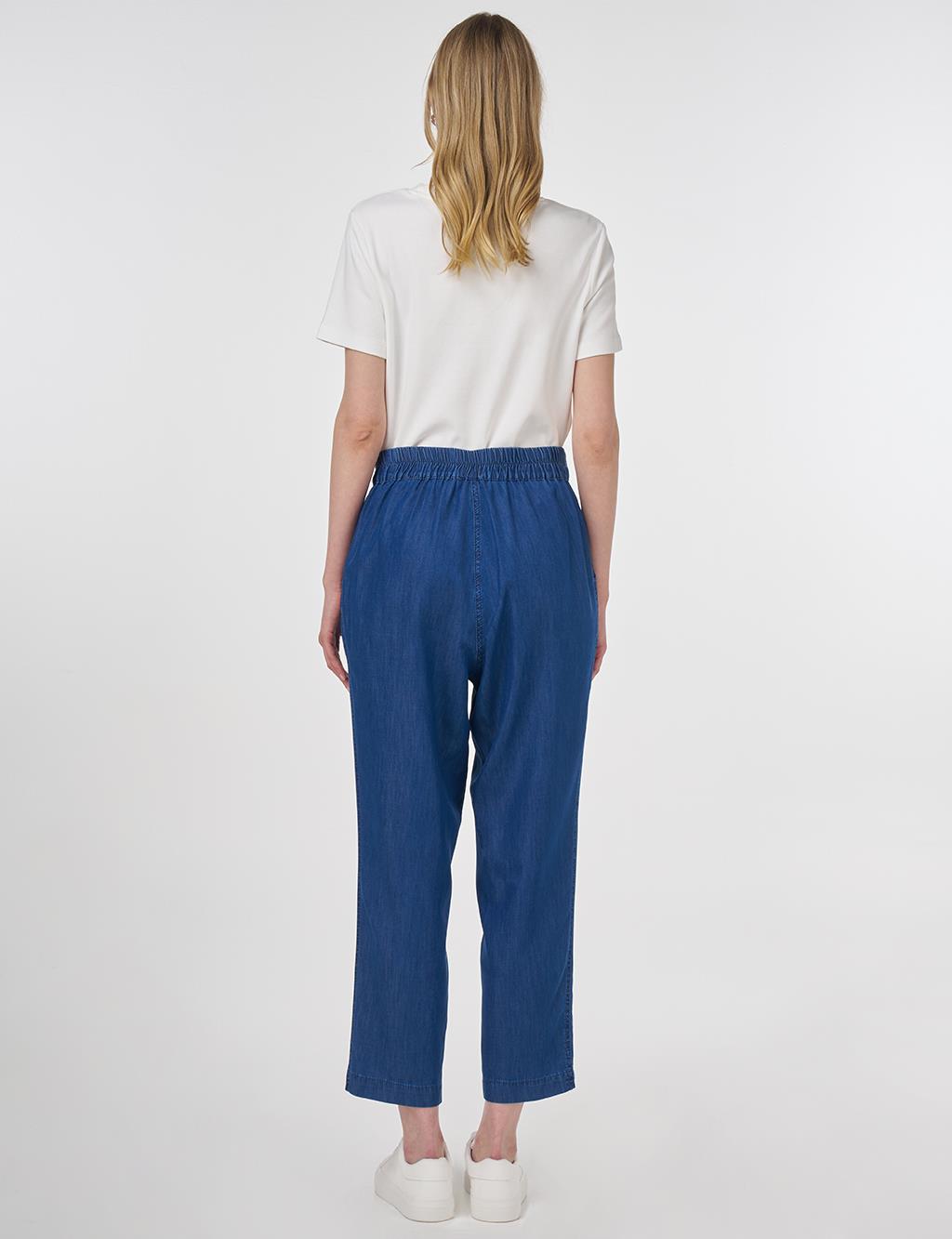 Relaxed Fit Lyocell Pants Navy