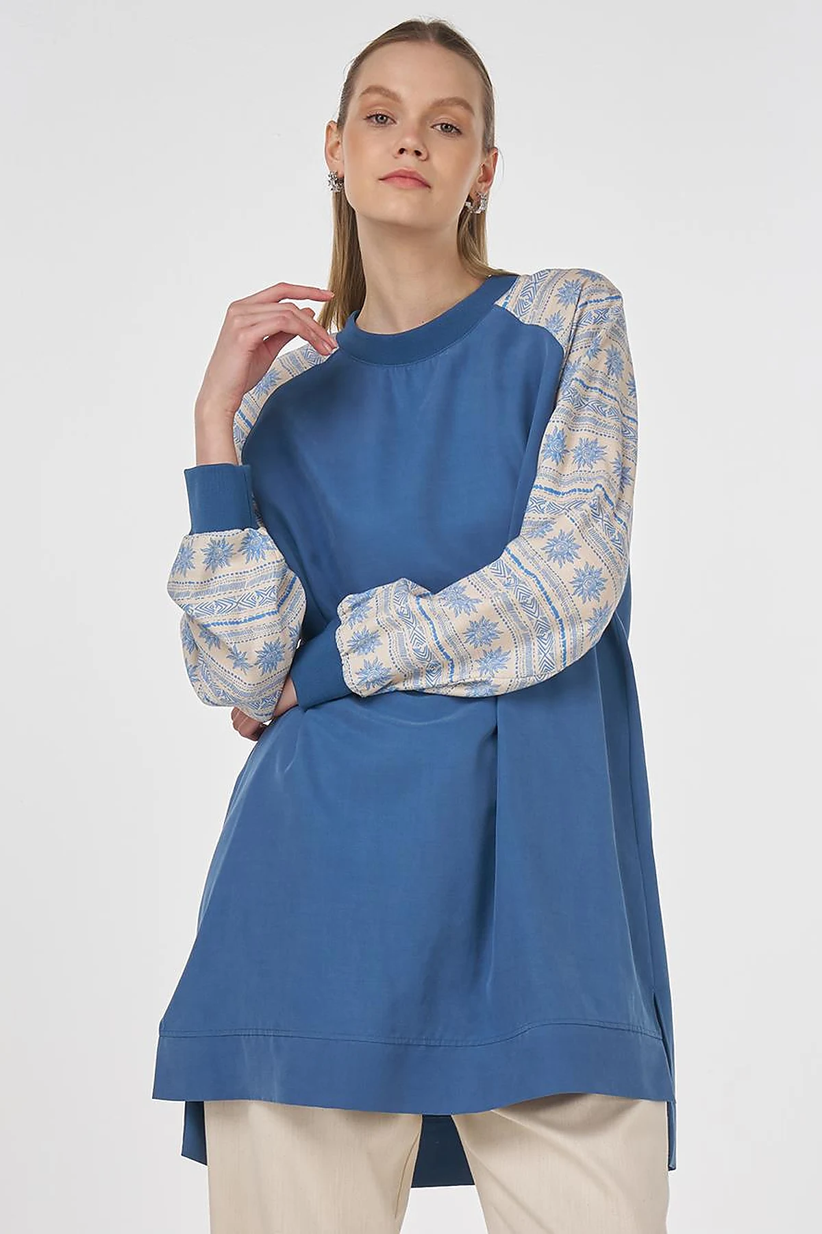 Fabric-Panel Modal Tunic Indigo