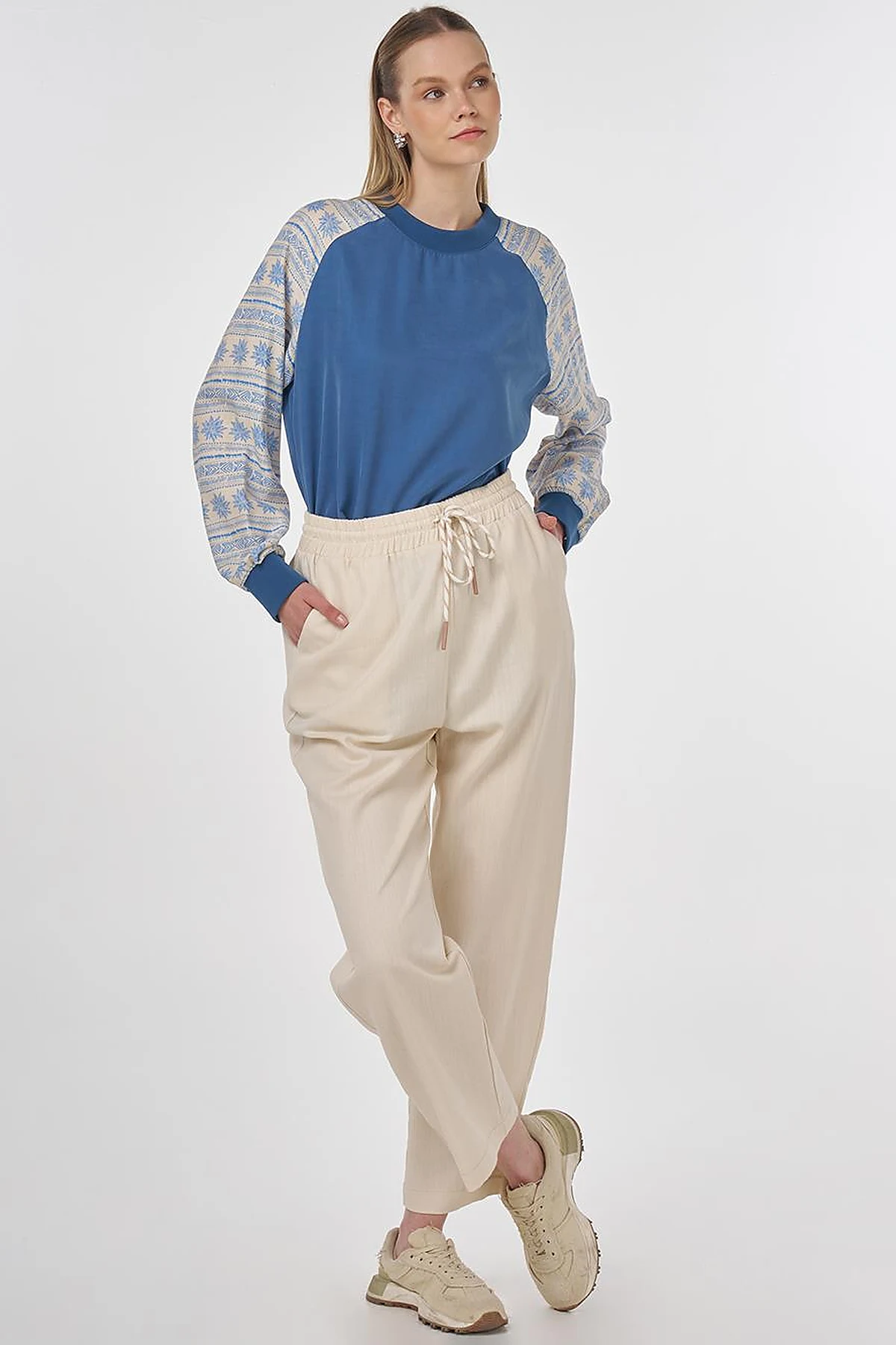 Fabric-Panel Modal Tunic Indigo