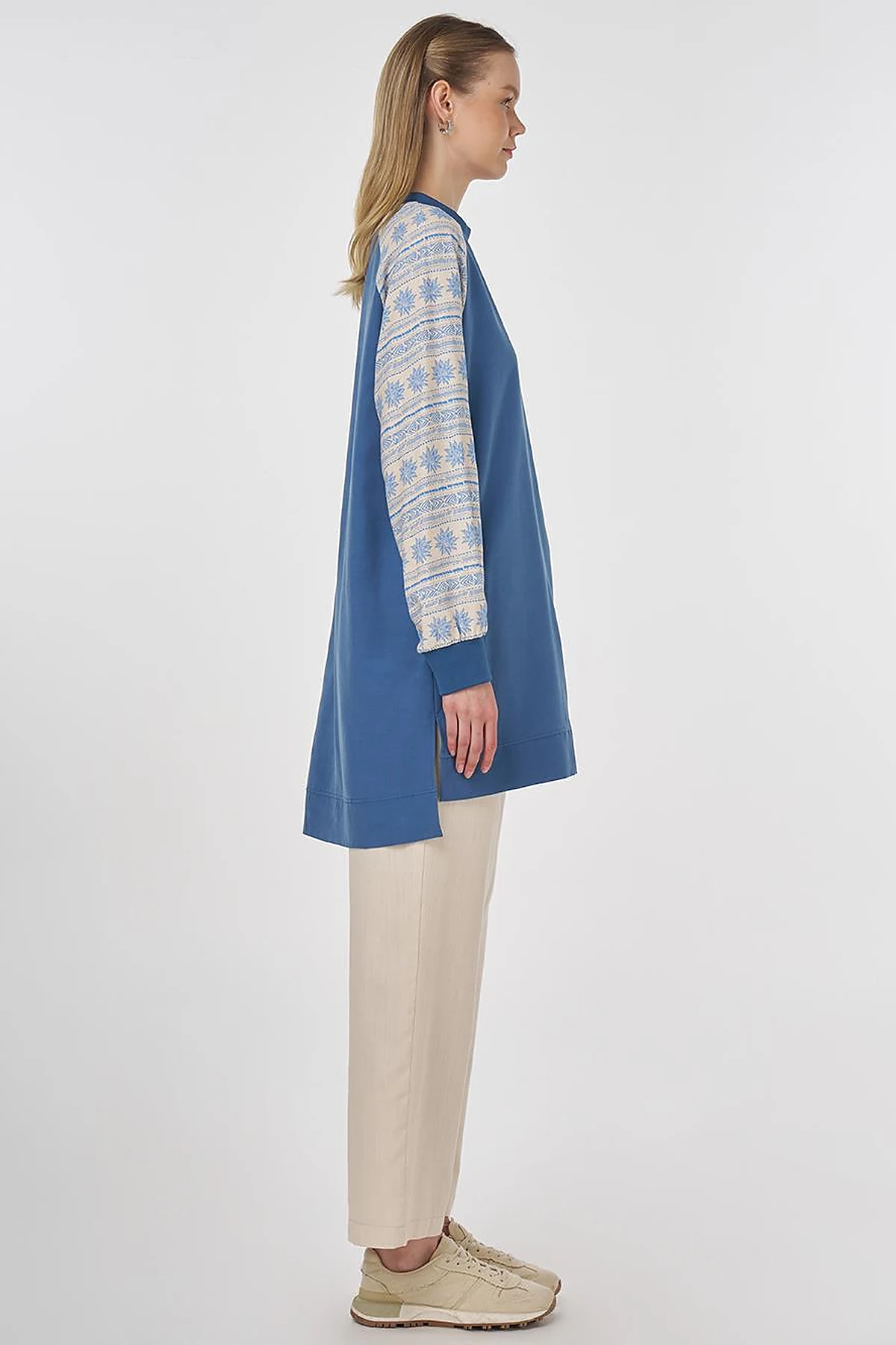 Fabric-Panel Modal Tunic Indigo