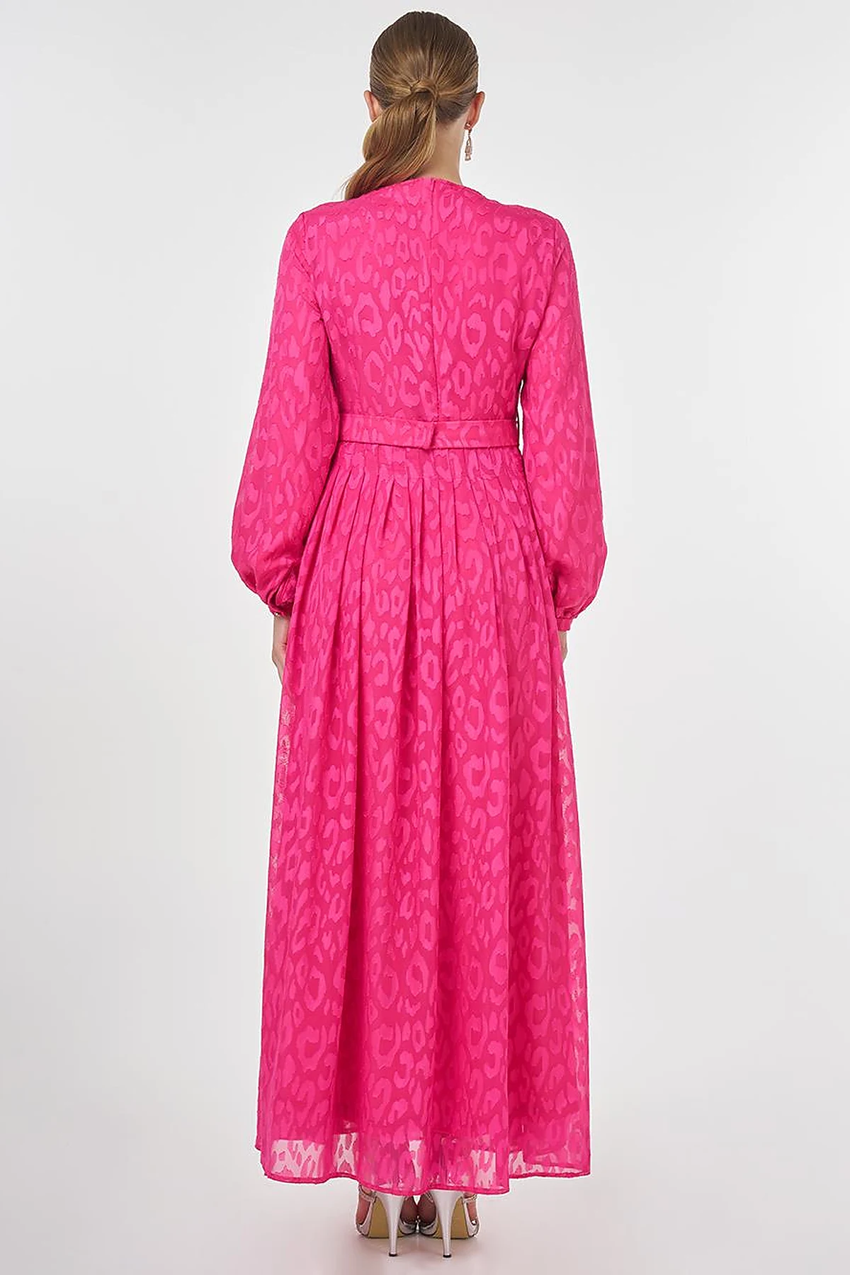 Jacquard Dress with Metal Accessories Fuchsia 
