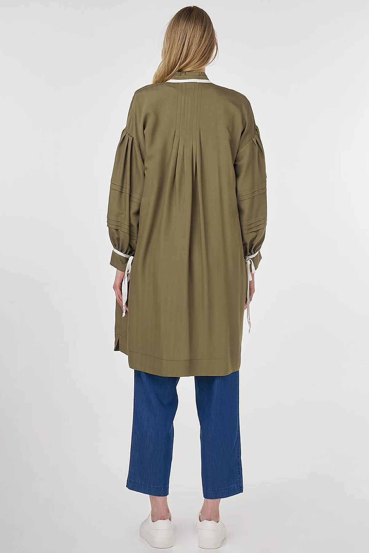 Pintuck Seam Viscose Tunic Khaki