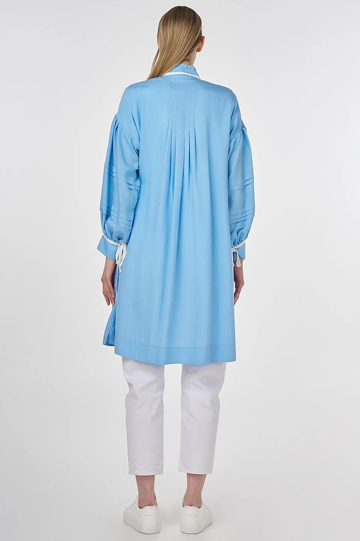 Pintuck Seam Viscose Tunic Dusty Gray