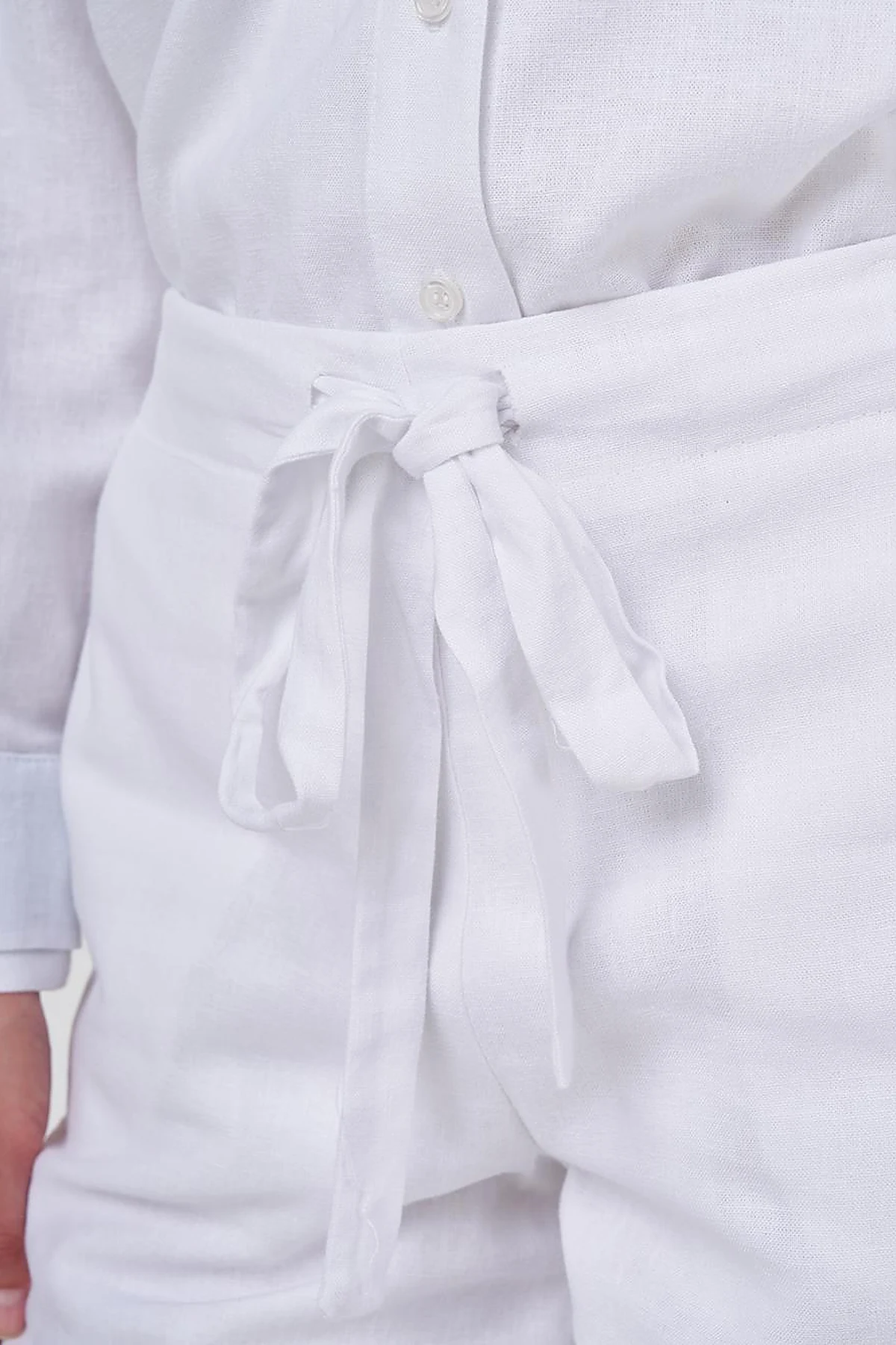 High-Waisted Viscose Linen Pants Optical White