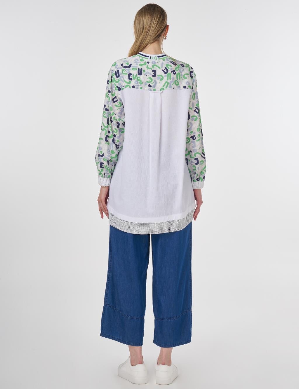 Printed Linen-Blend Tunic Optical White