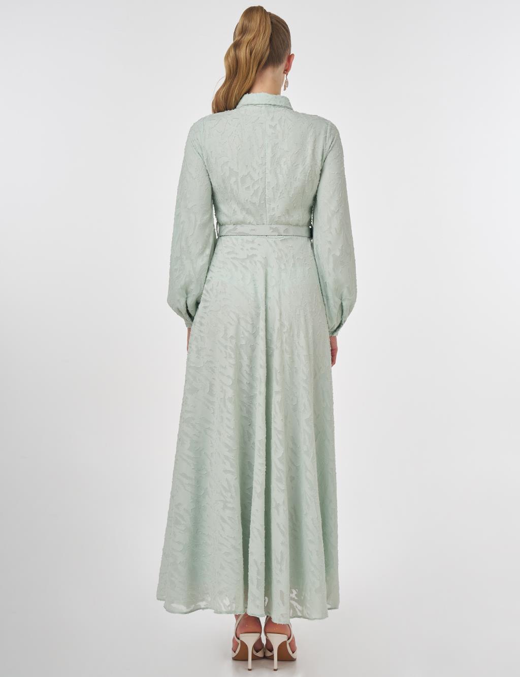 Belted Maxi Dress Aqua Green