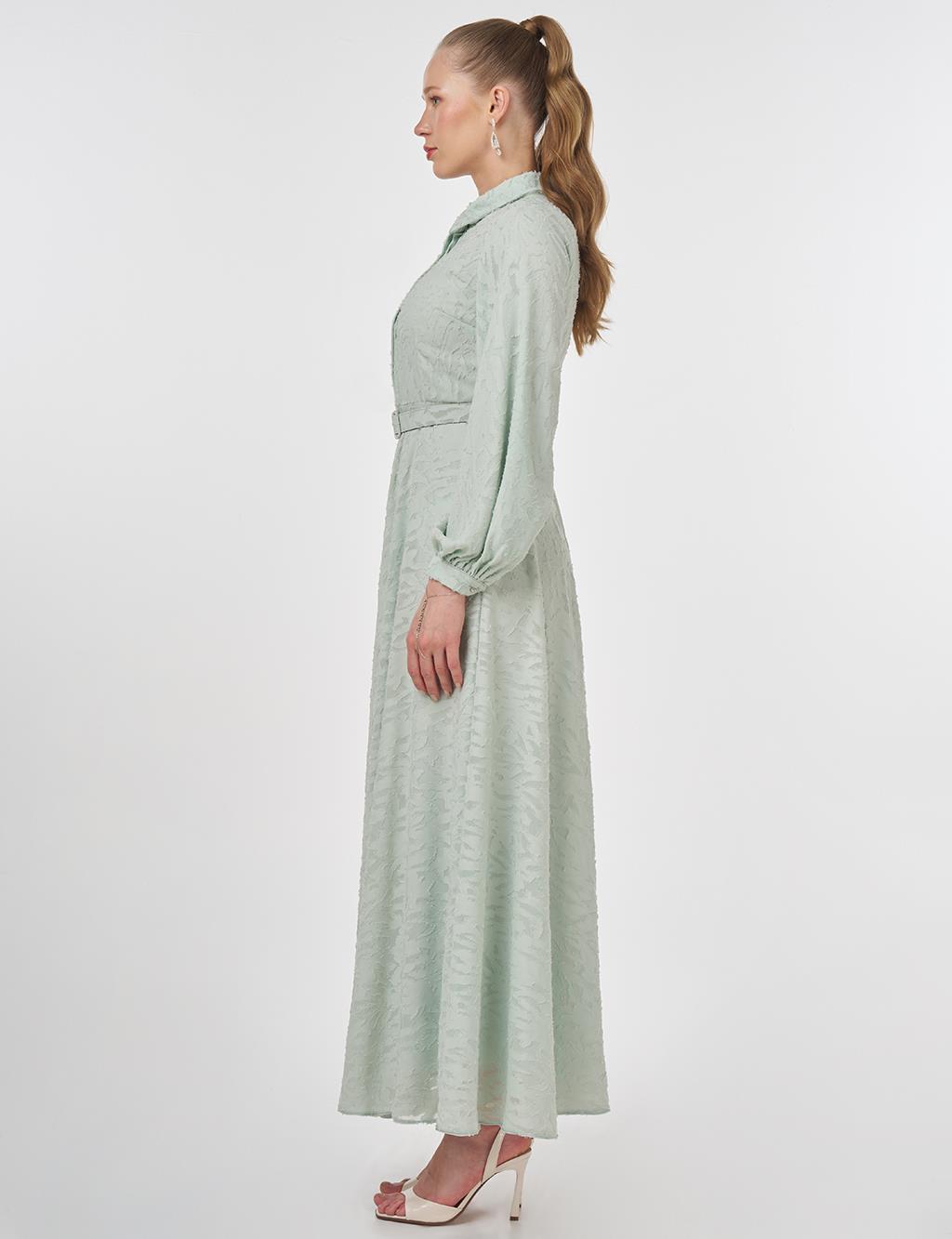 Belted Maxi Dress Aqua Green
