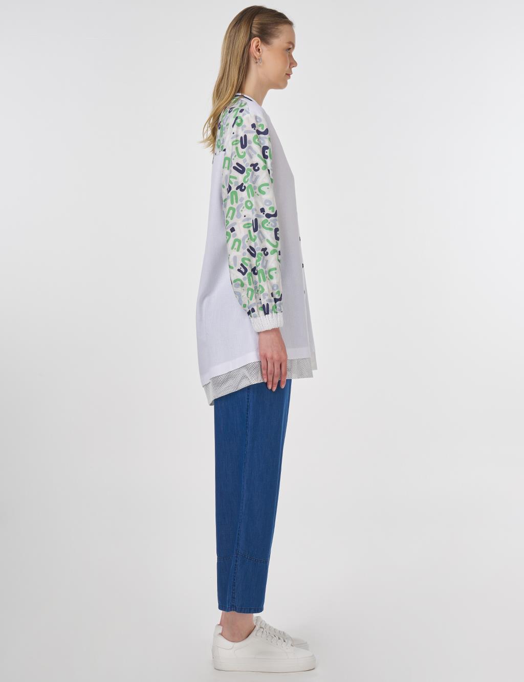 Printed Linen-Blend Tunic Optical White