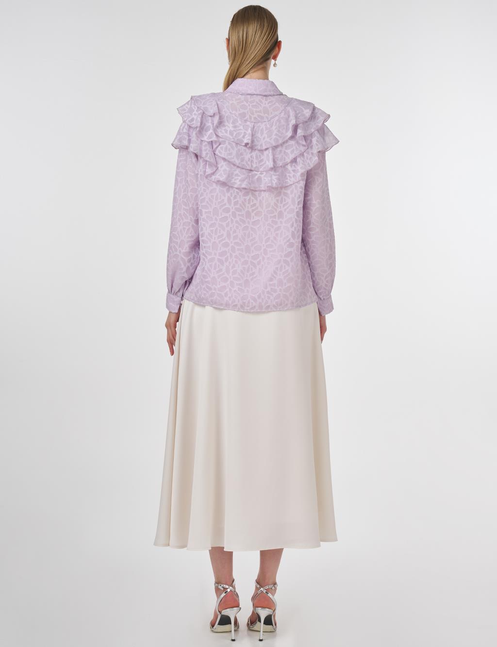 Ruffled Jacquard Blouse Lilac