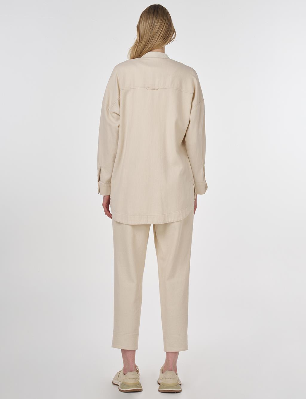 Embroidered Canvas Jacket Cream