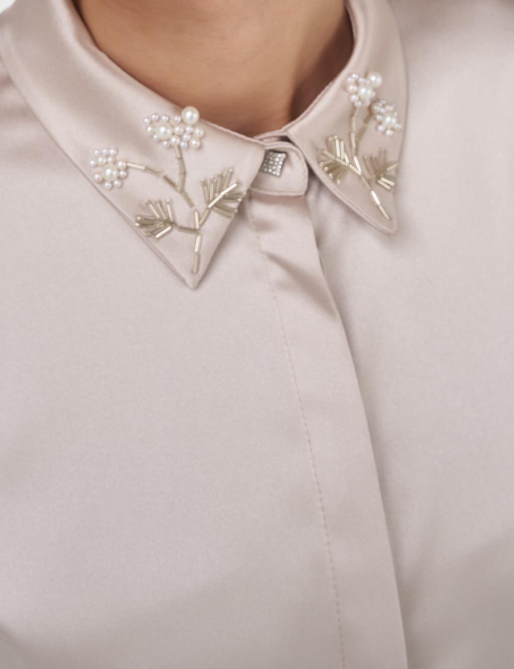 Embroidered Satin Tunic Stone 