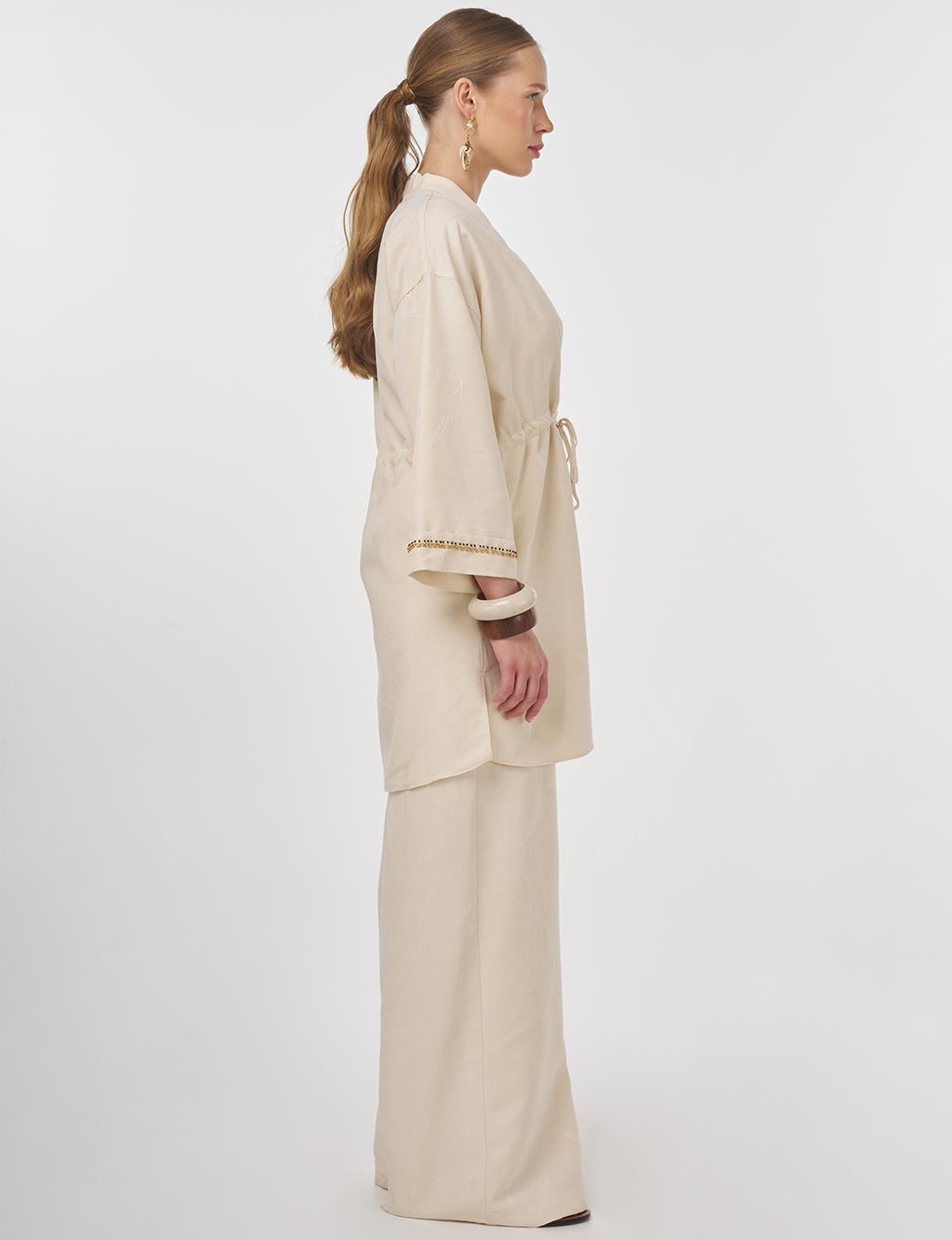 Tie-Front Modal Two-Piece Set Cream