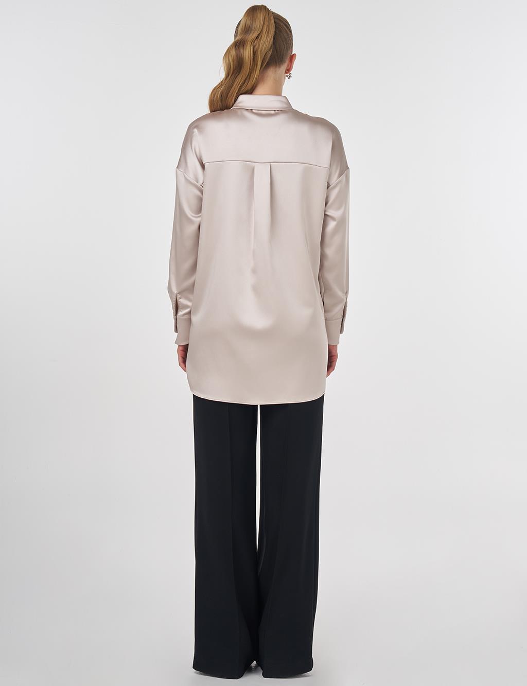 Embroidered Satin Tunic Stone 