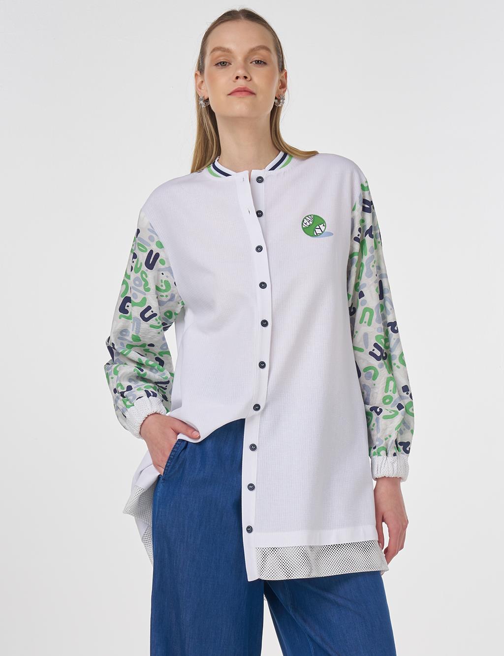 Printed Linen-Blend Tunic Optical White