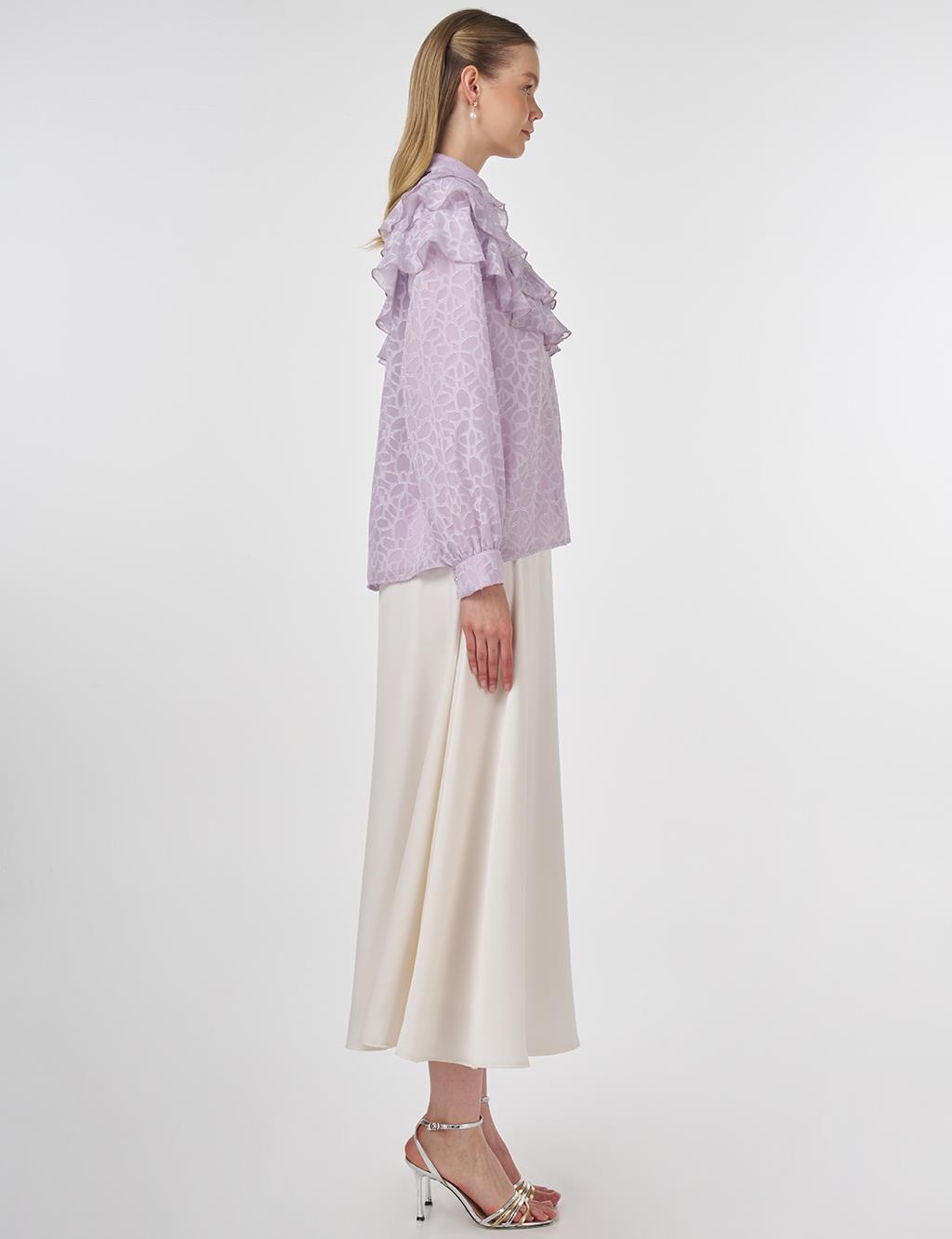 Ruffled Jacquard Blouse Lilac