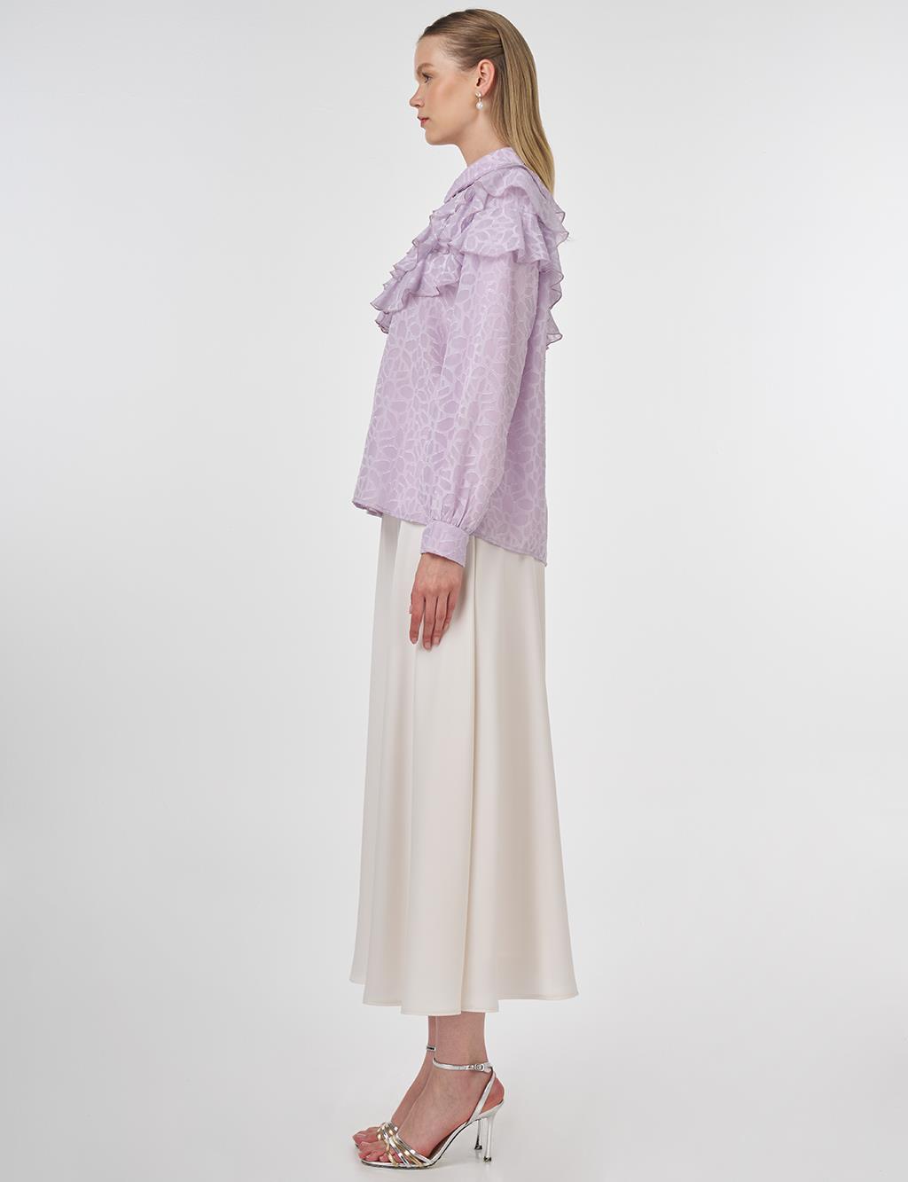Ruffled Jacquard Blouse Lilac