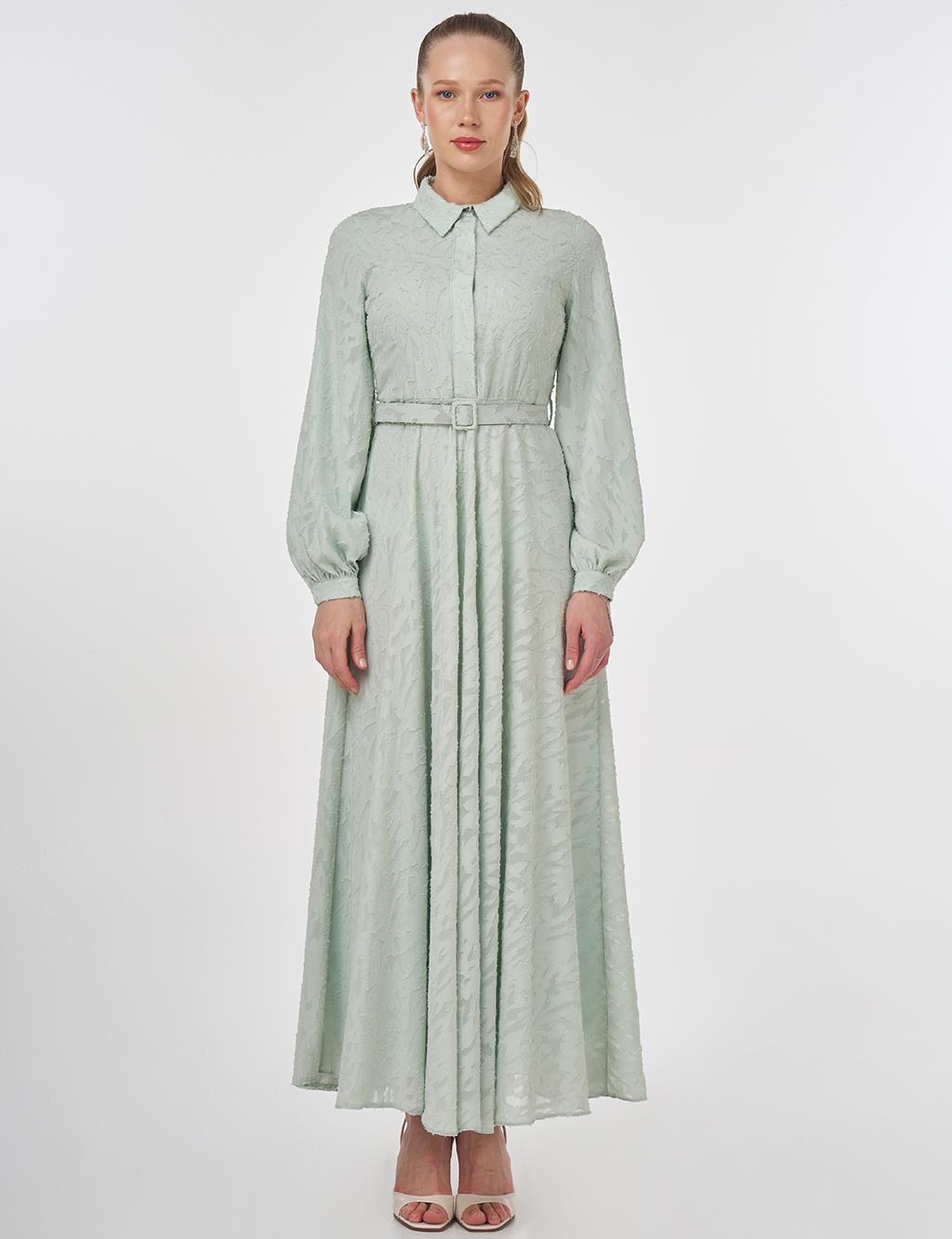 Belted Maxi Dress Aqua Green
