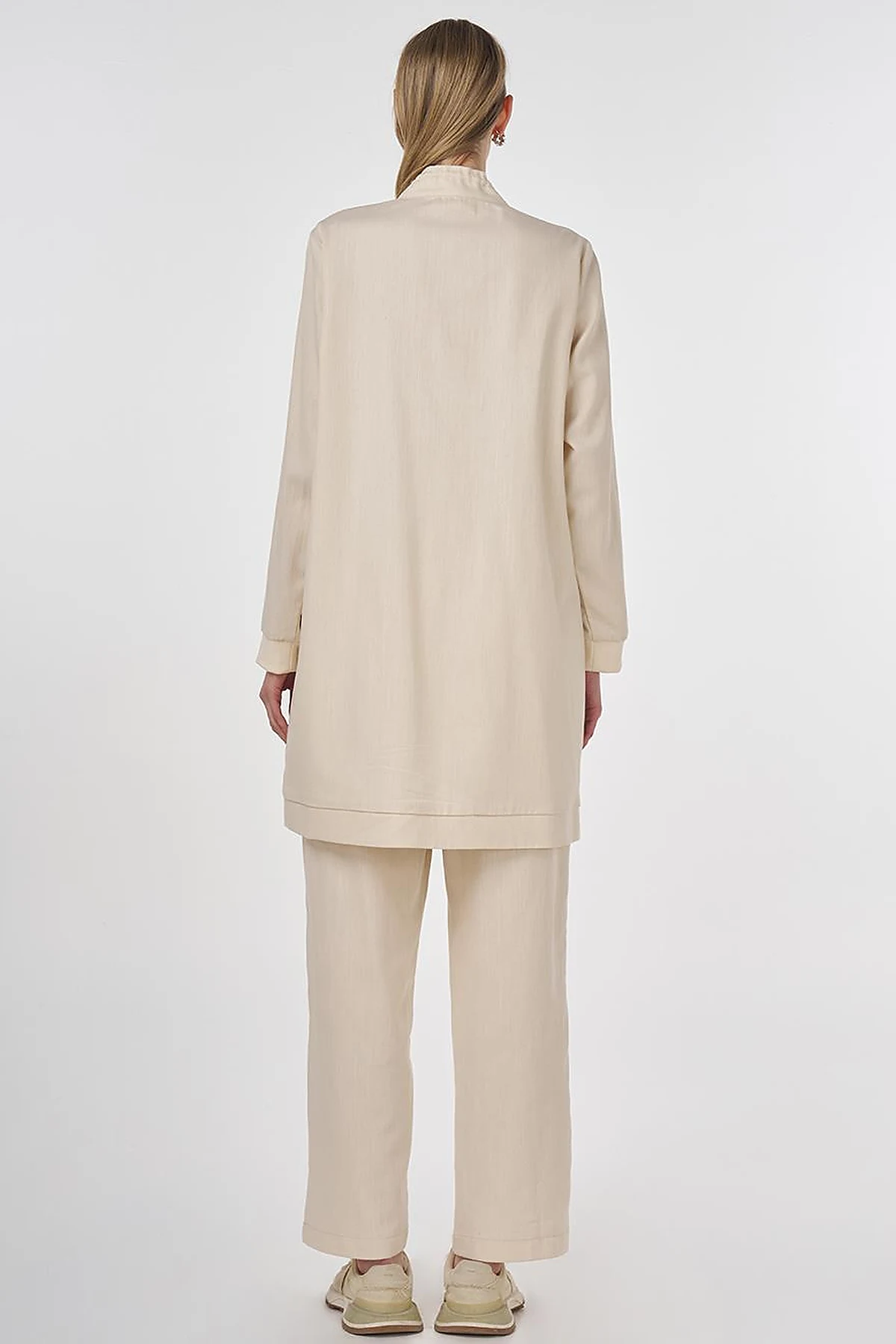 Drawstring Detailed Cotton Two-Piece Set Cream