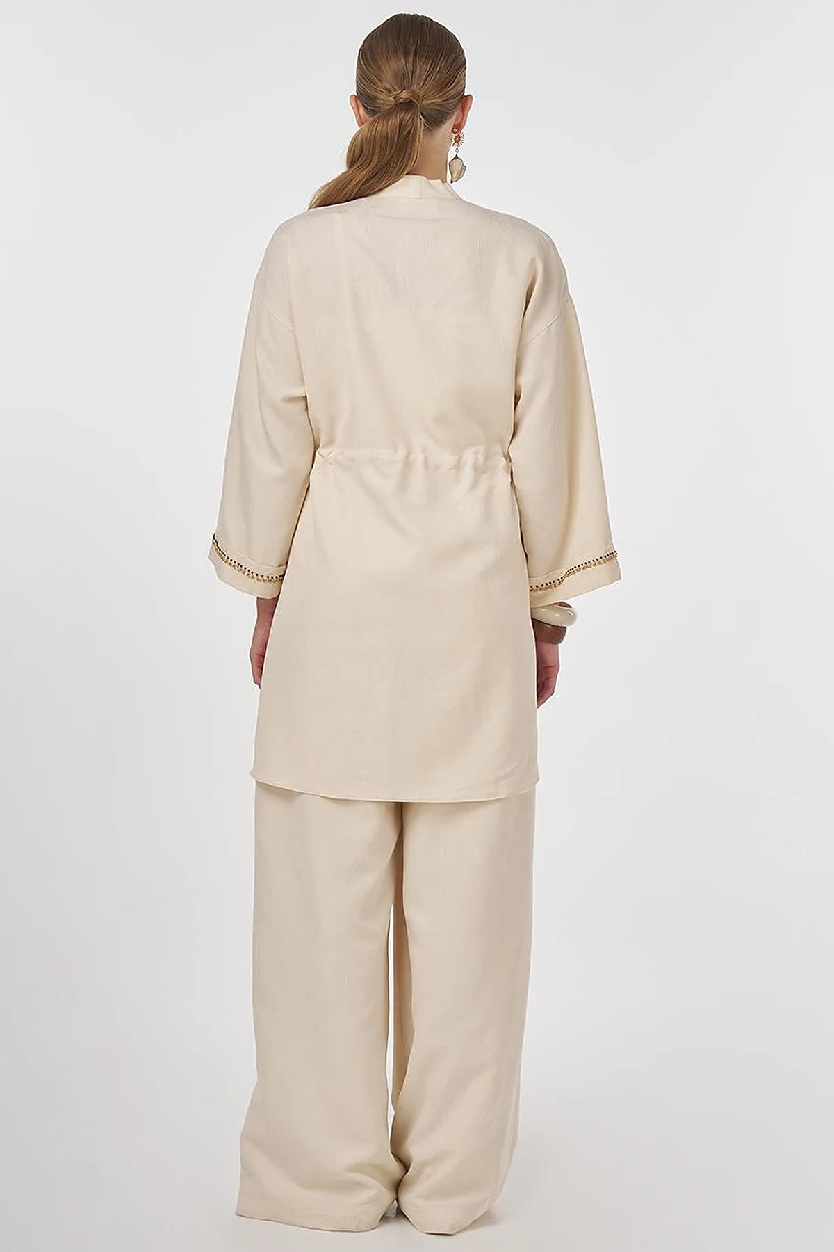 Tie-Front Modal Two-Piece Set Cream