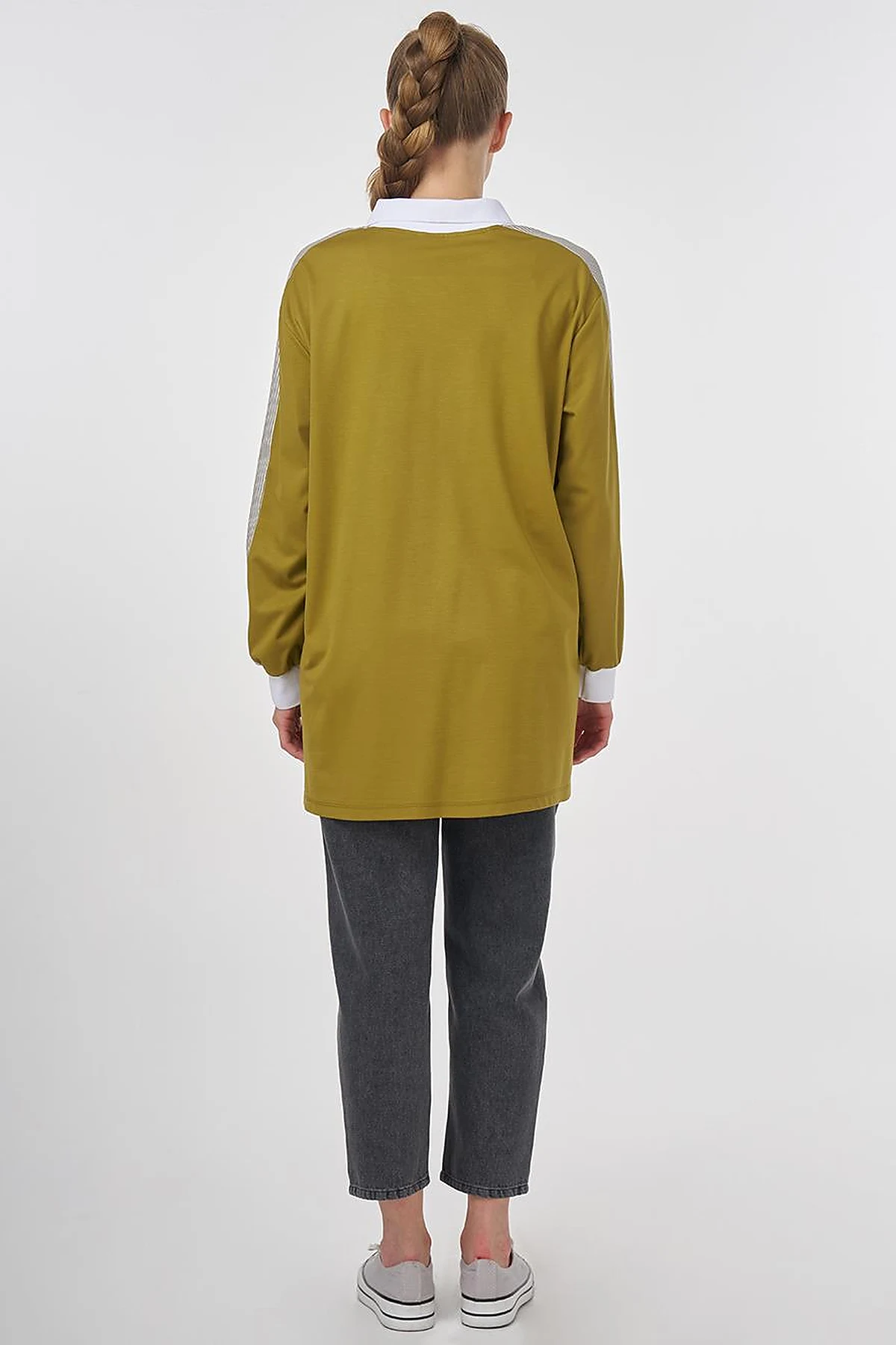 Brooch-Embellished Fabric-Trim Sweatshirt Khaki