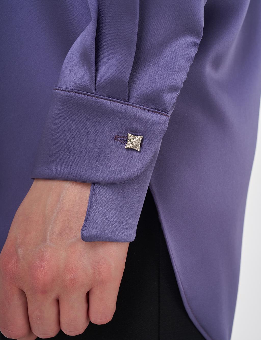 Embroidered Satin Tunic Anthracite