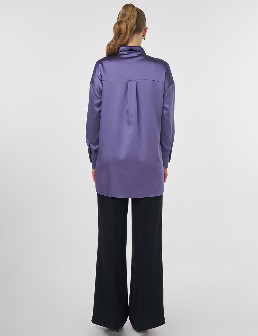 Embroidered Satin Tunic Anthracite