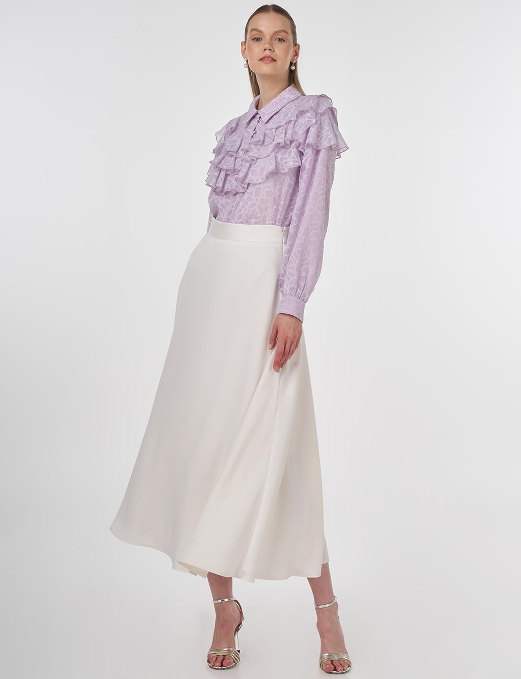 Ruffled Jacquard Blouse Lilac