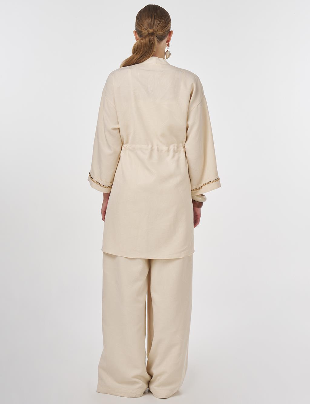 Tie-Front Modal Two-Piece Set Cream