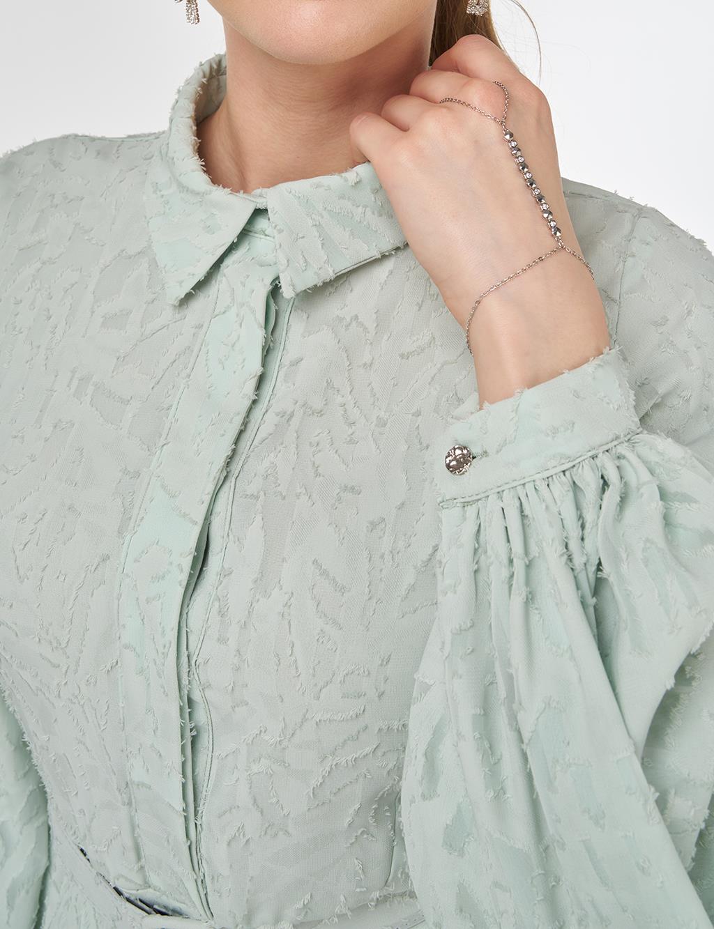 Belted Maxi Dress Aqua Green