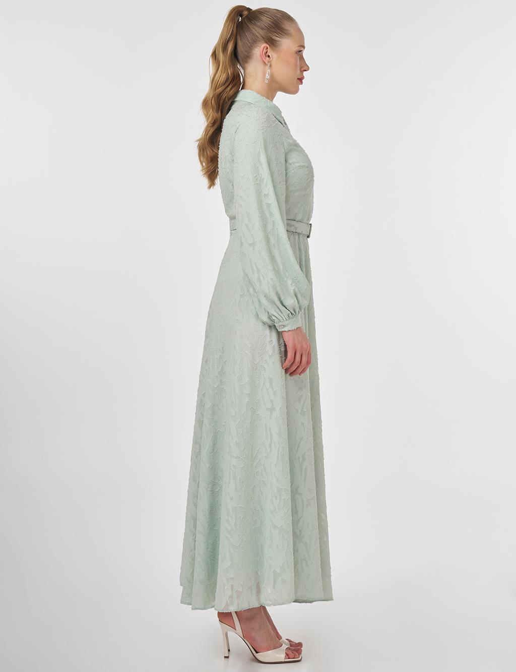 Belted Maxi Dress Aqua Green