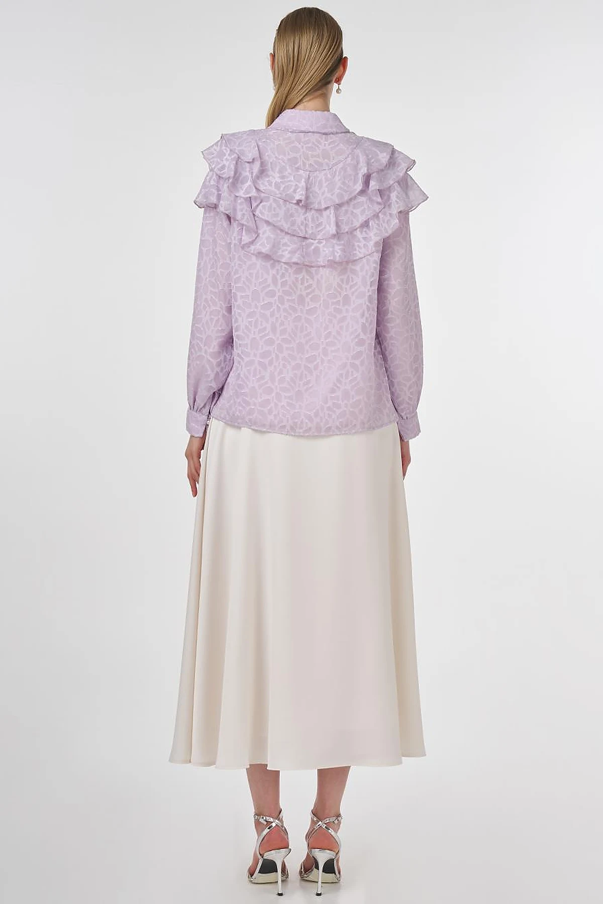 Ruffled Jacquard Blouse Lilac