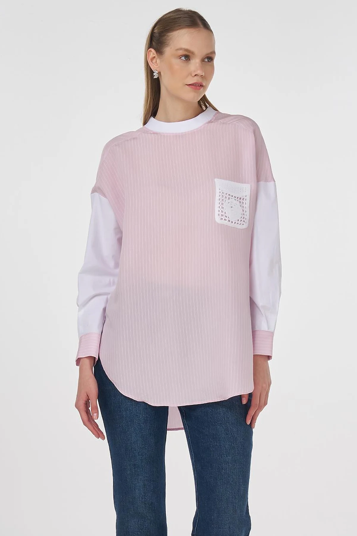 Lace Appliqué Modal Tunic Pink 