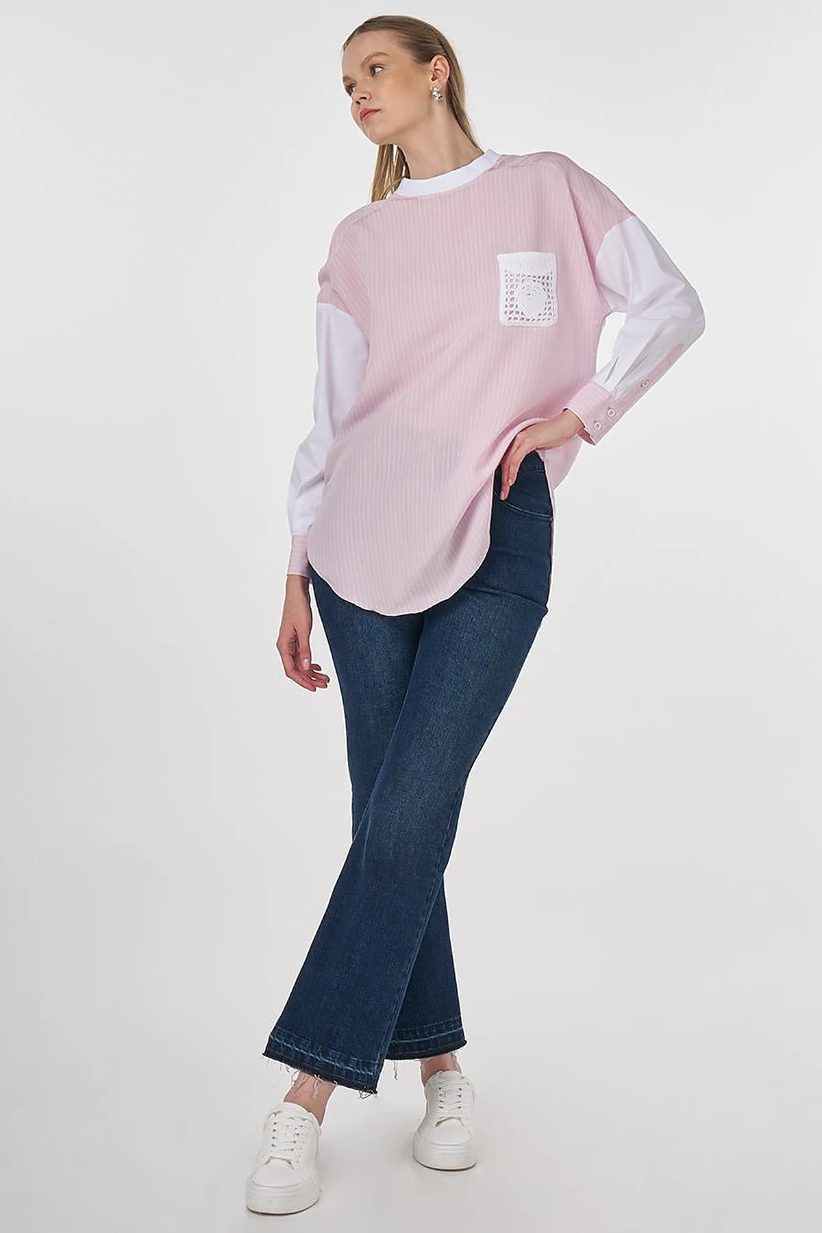 Lace Appliqué Modal Tunic Pink 