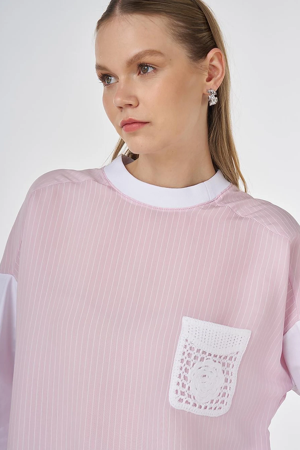 Lace Appliqué Modal Tunic Pink 