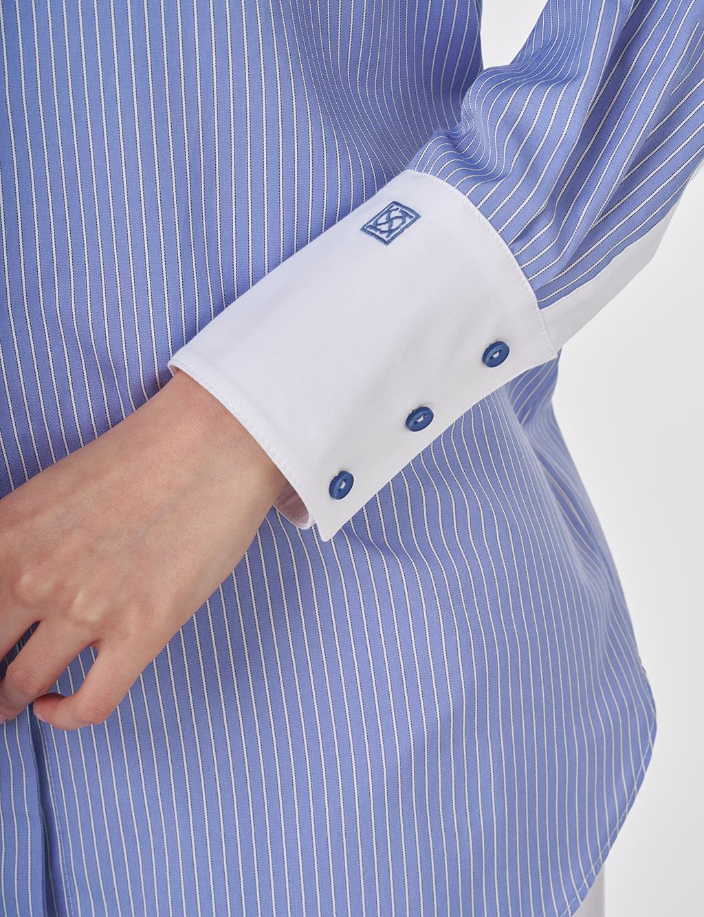 Wide-Cuff Basic Tunic Aviator Blue