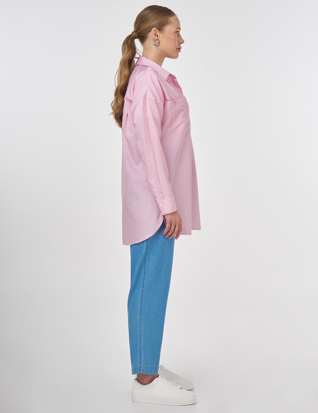 Single-Pocket Basic Tunic Pink