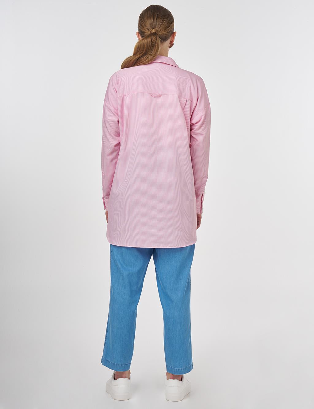 Single-Pocket Basic Tunic Pink