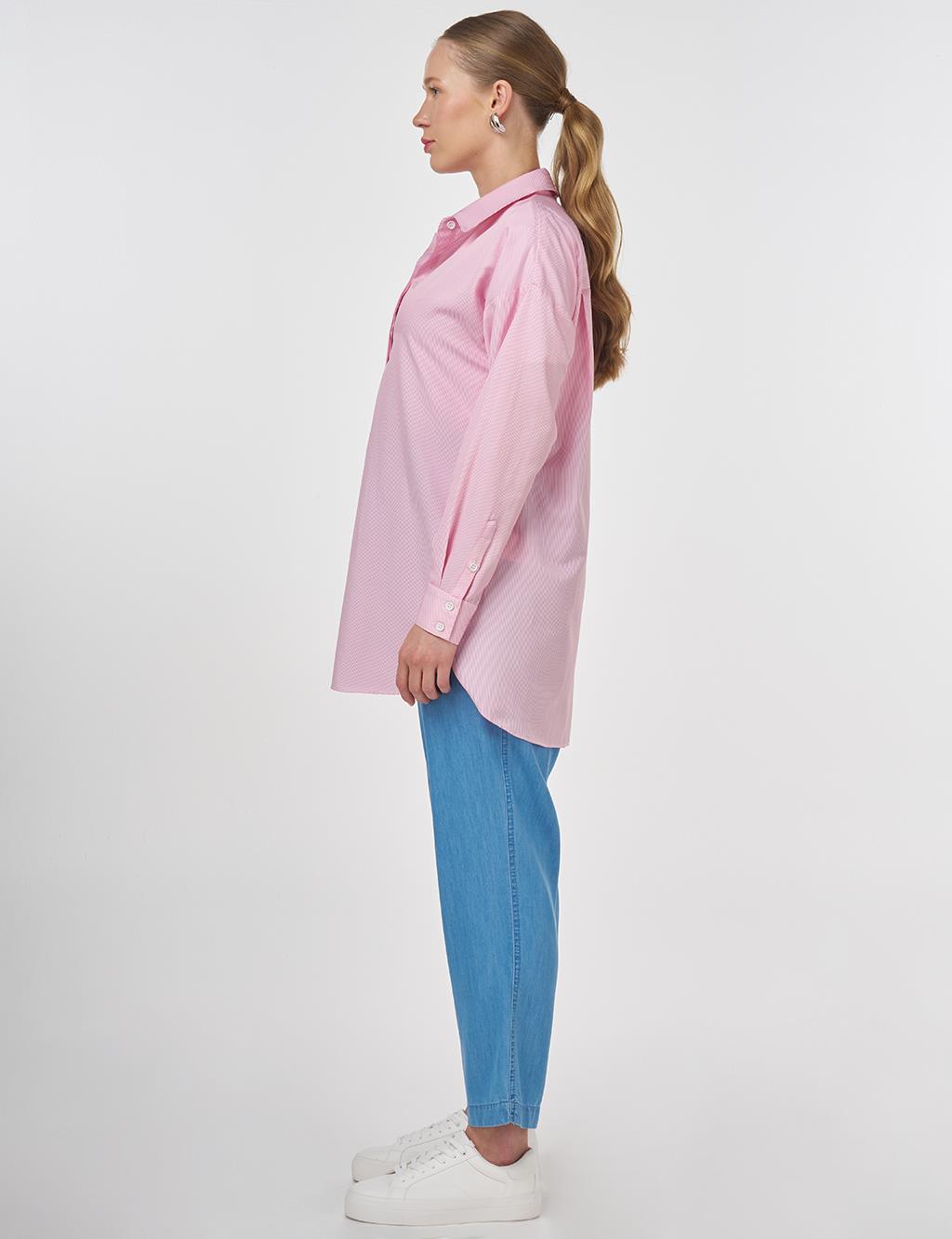Single-Pocket Basic Tunic Pink
