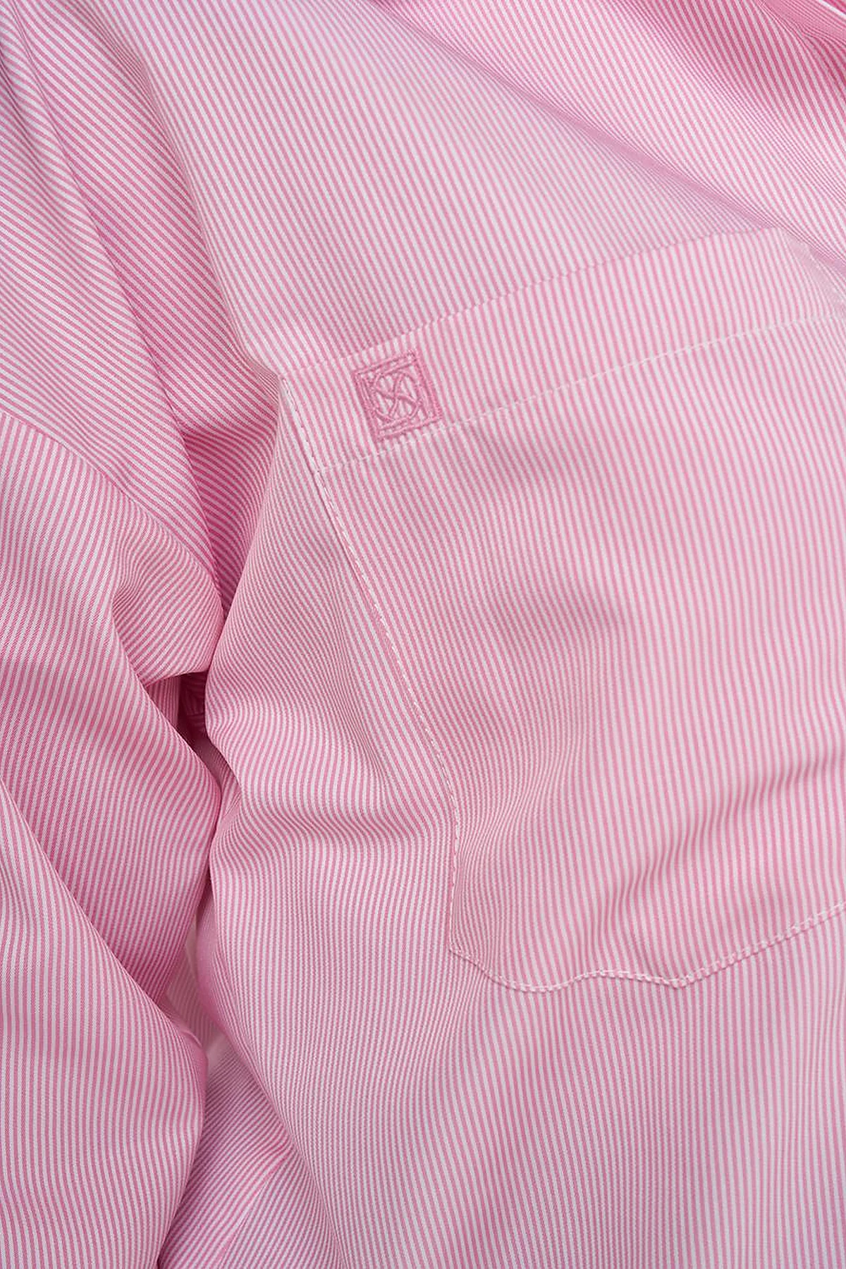 Single-Pocket Cotton Basic Tunic Pink