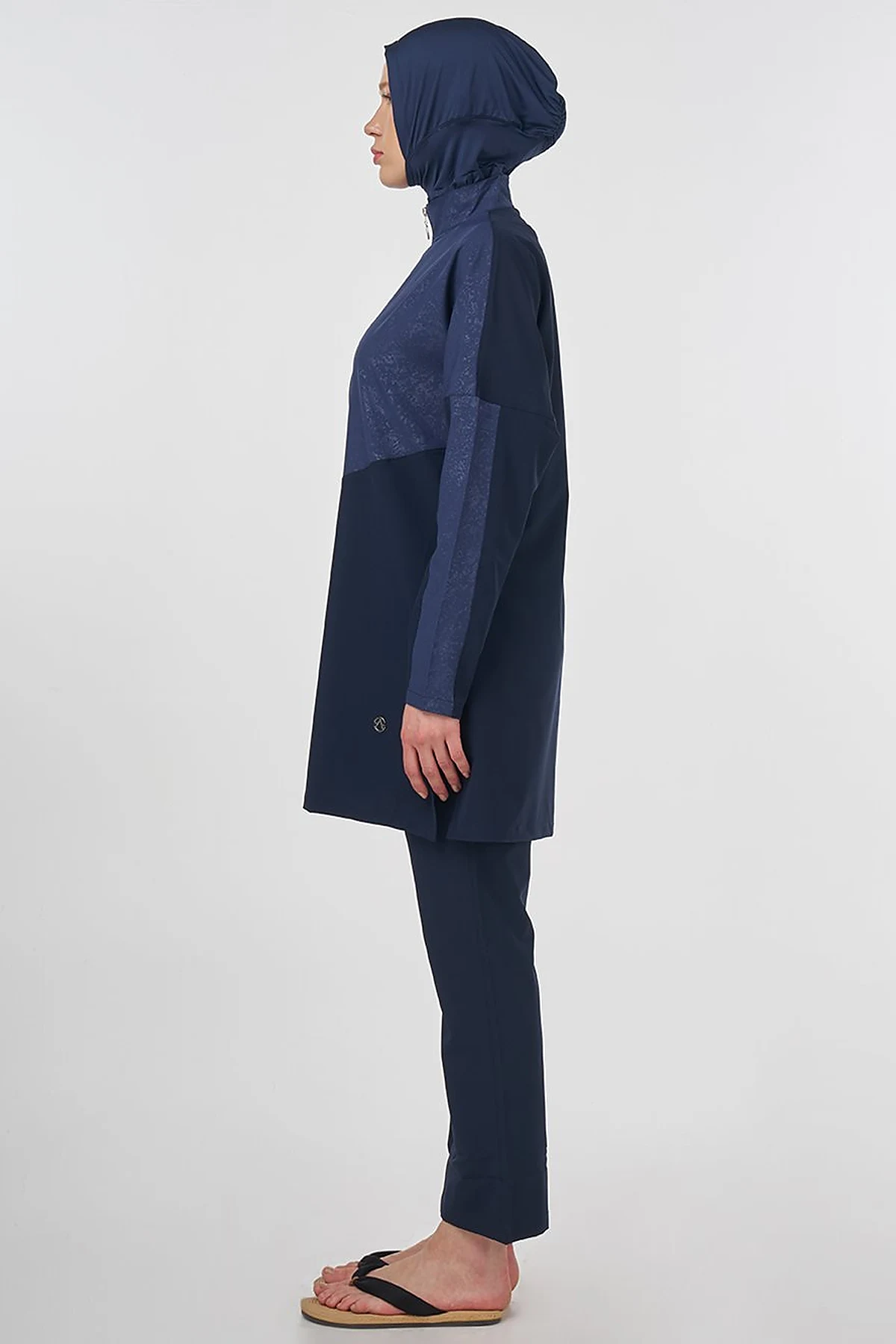 Zip-Up Modest Swimsuit – Navy