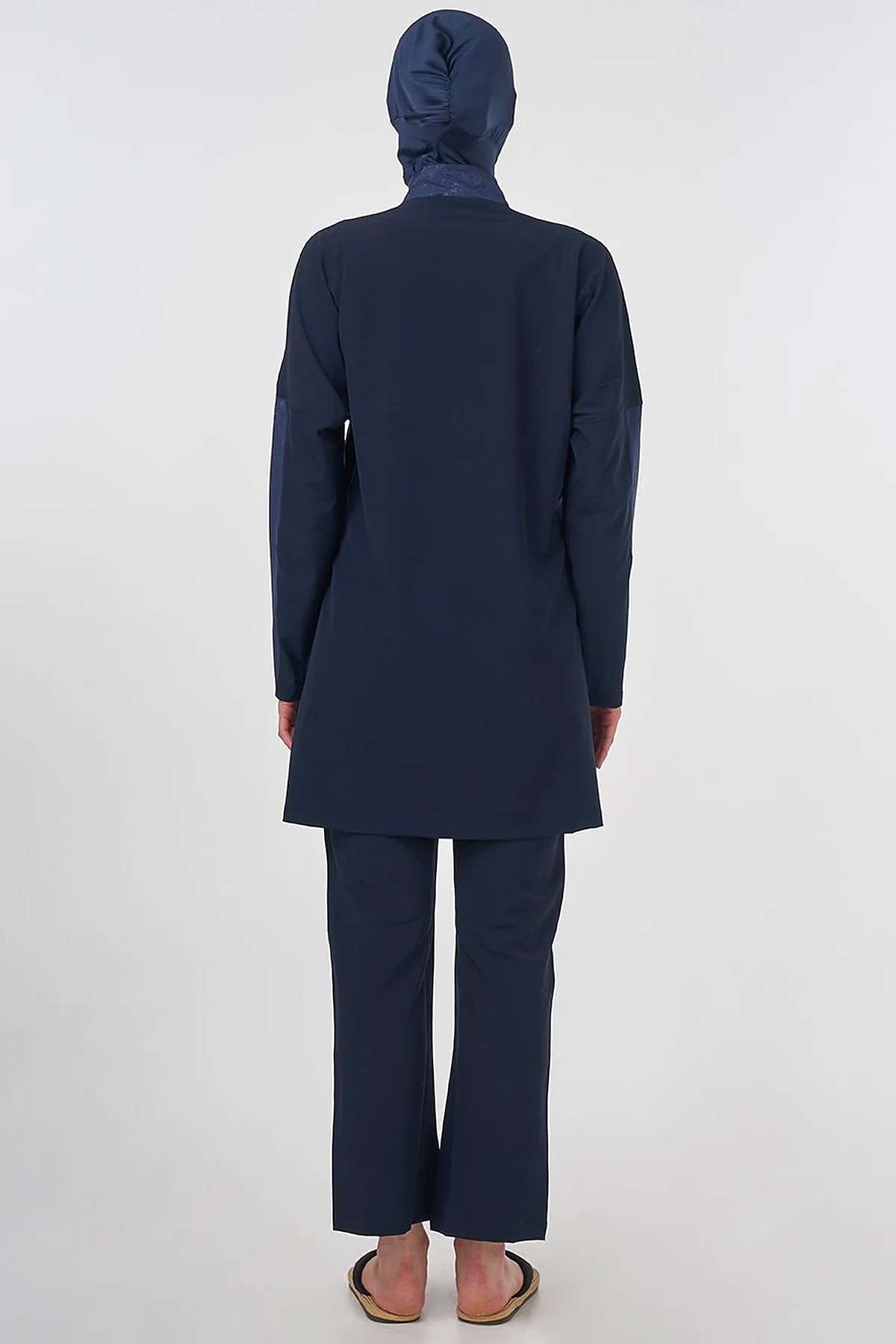 Zip-Up Modest Swimsuit – Navy