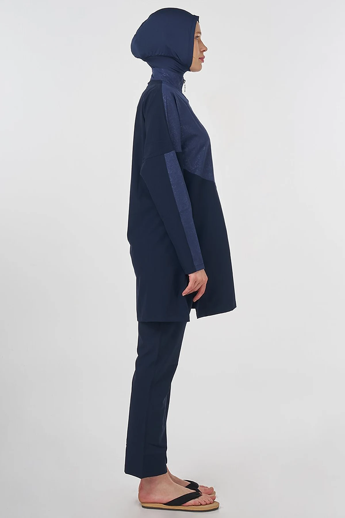Zip-Up Modest Swimsuit – Navy