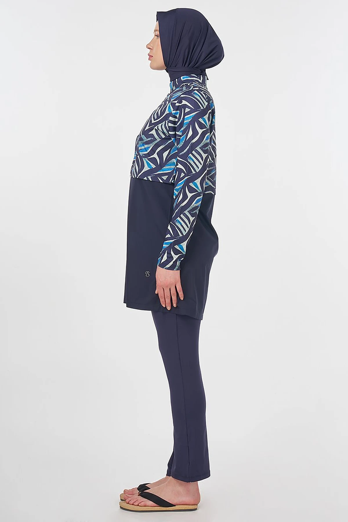 Abstract Pattern Modest Swimsuit – Navy