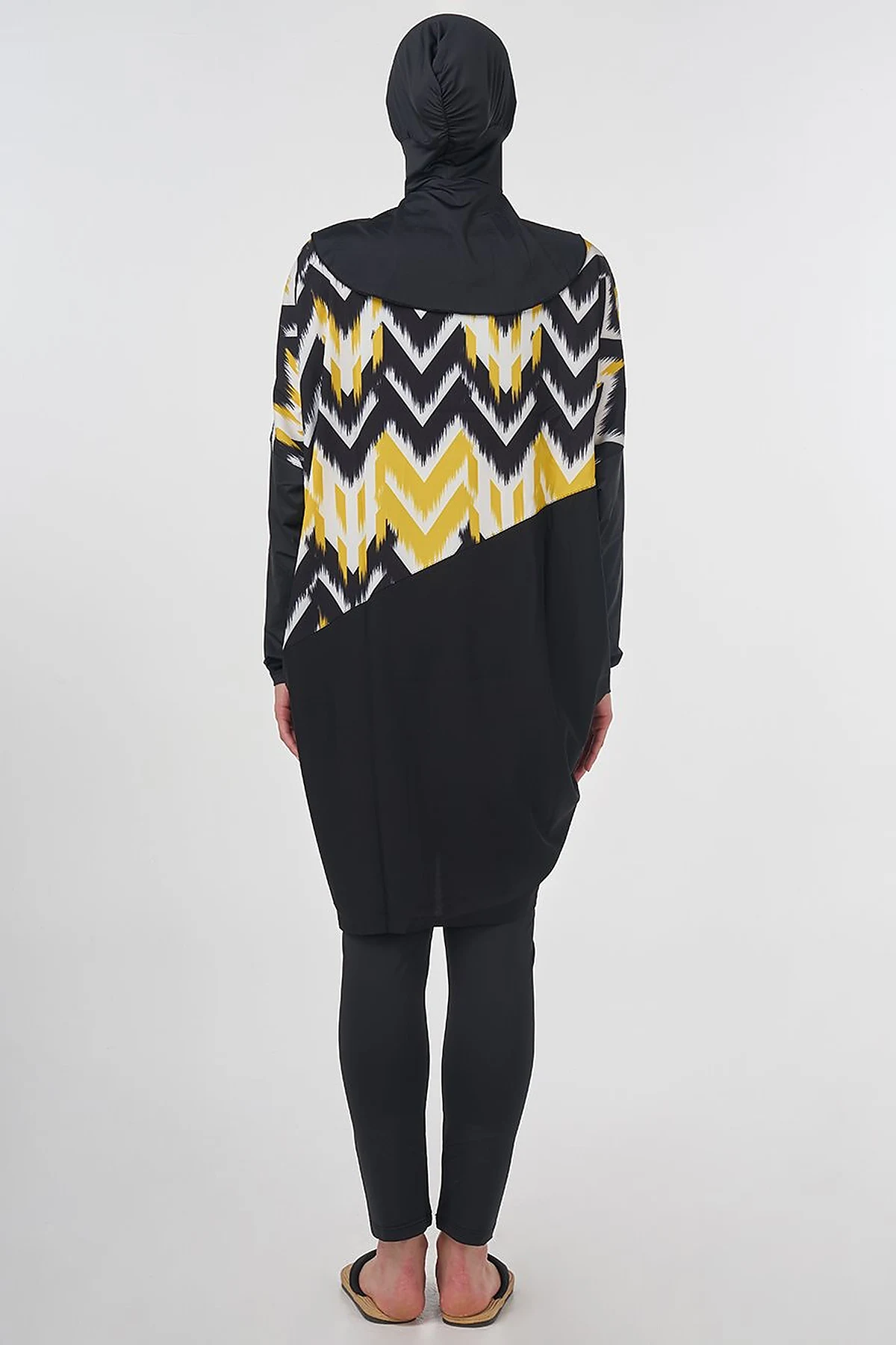 Patterned Modest Swimsuit – Black