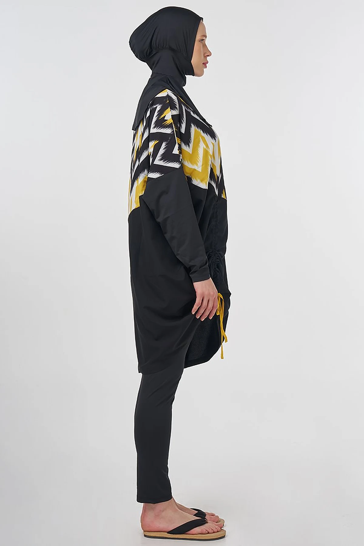 Patterned Modest Swimsuit – Black