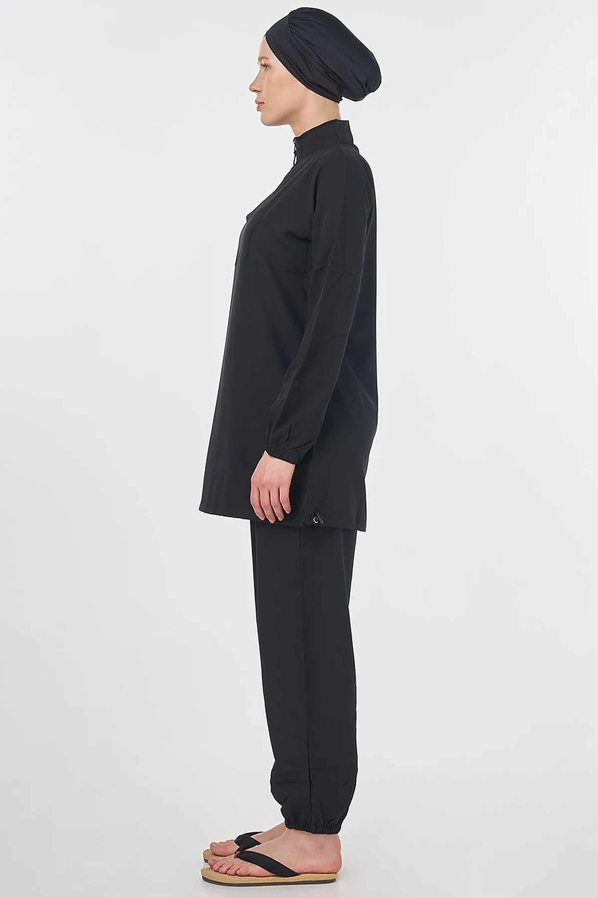 Half-Zip Modest Swimsuit Black