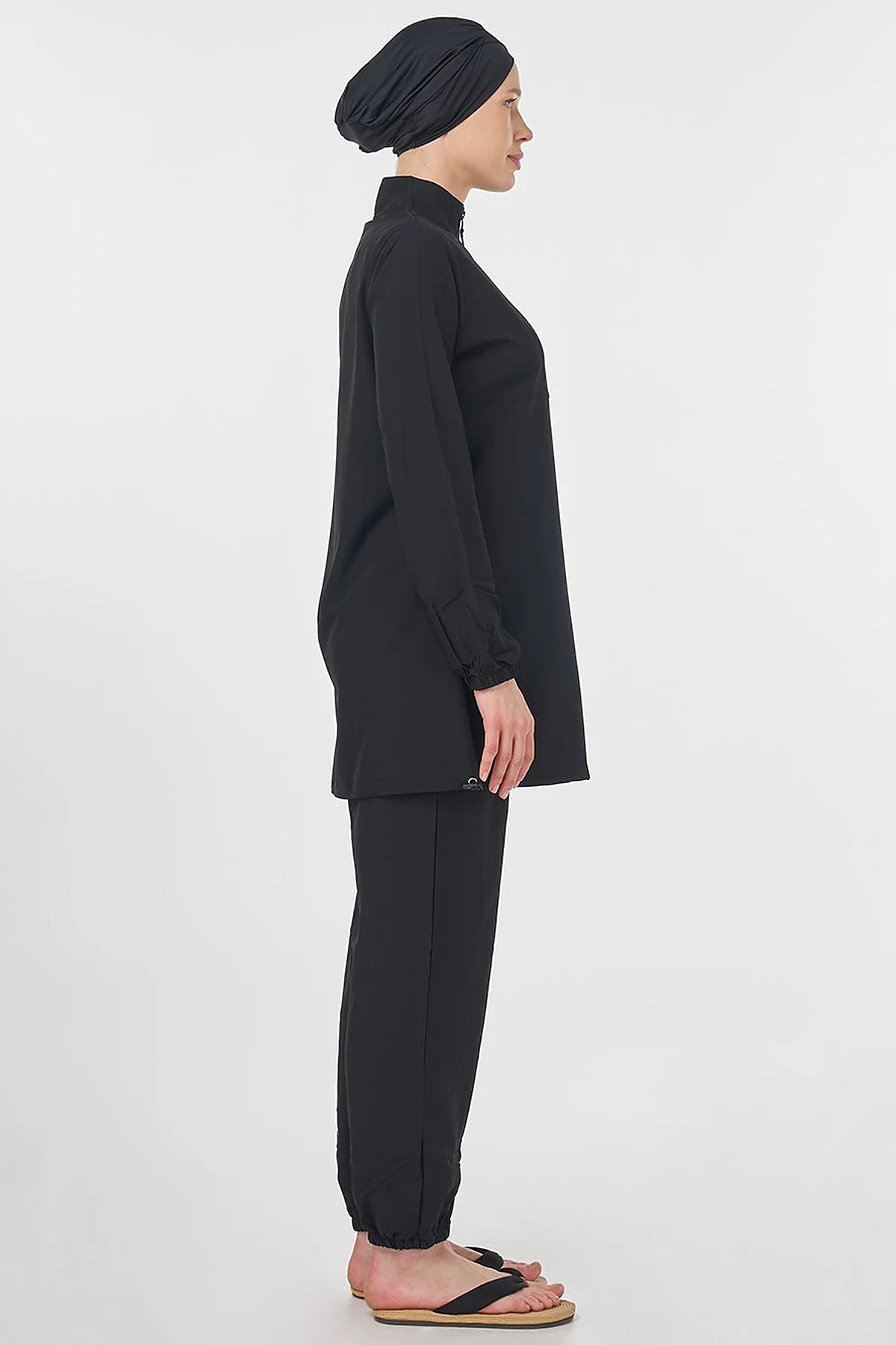 Half-Zip Modest Swimsuit Black