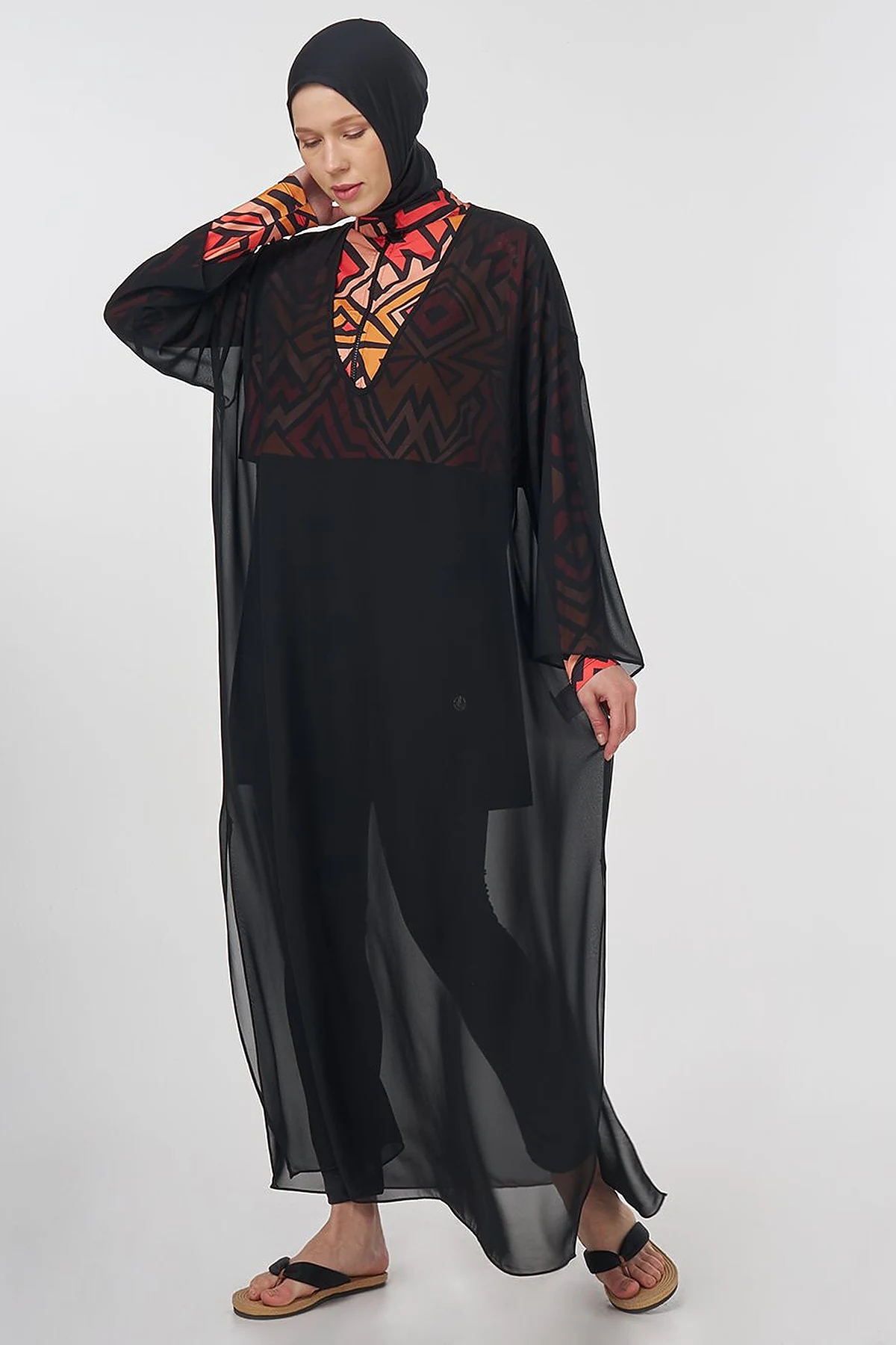 V-Neck Modest Pareo – Black