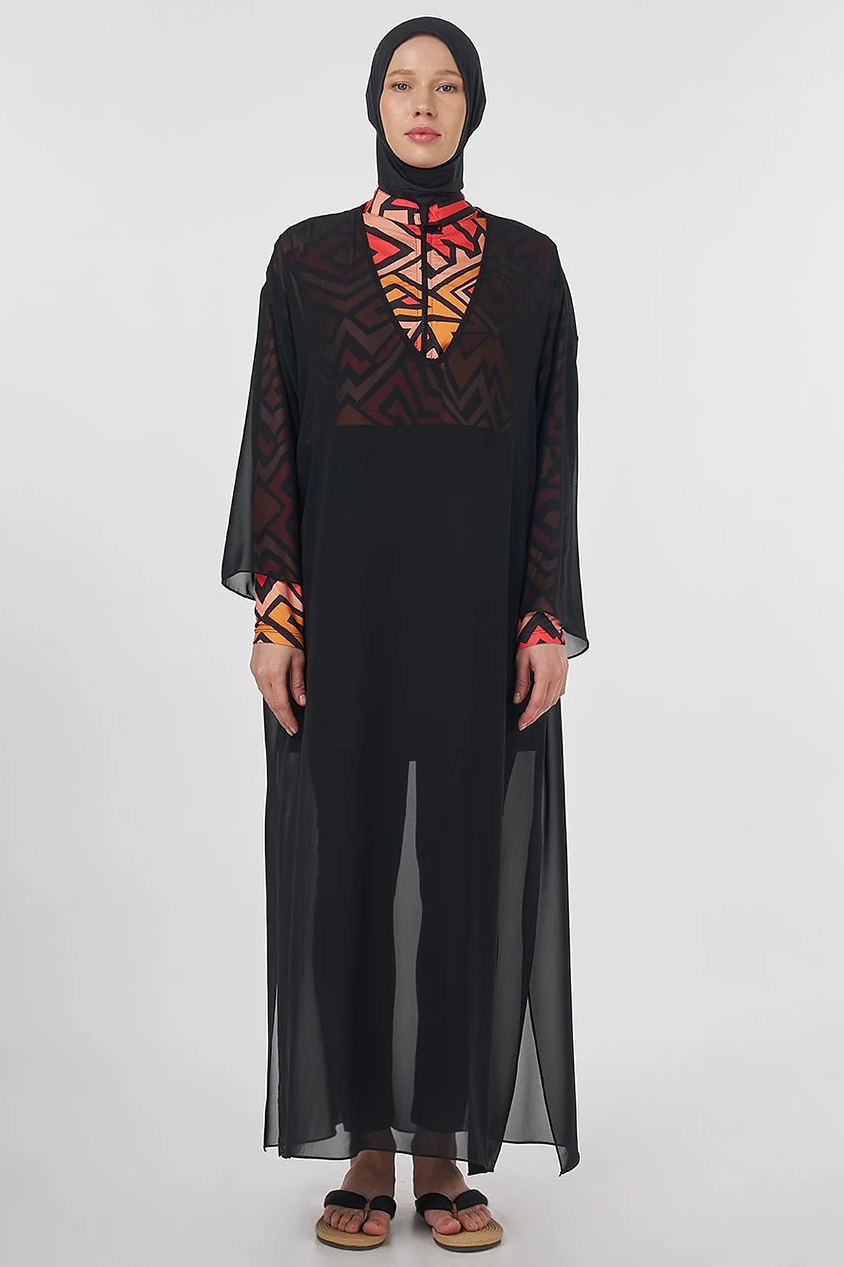 V-Neck Modest Pareo – Black